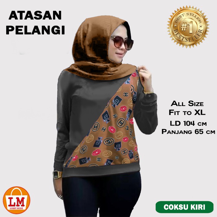 TERMURAH TERLARIS Baju Atasan Wanita  PELANGI Kaos Lengan Panjang TERBARU LMS 17339