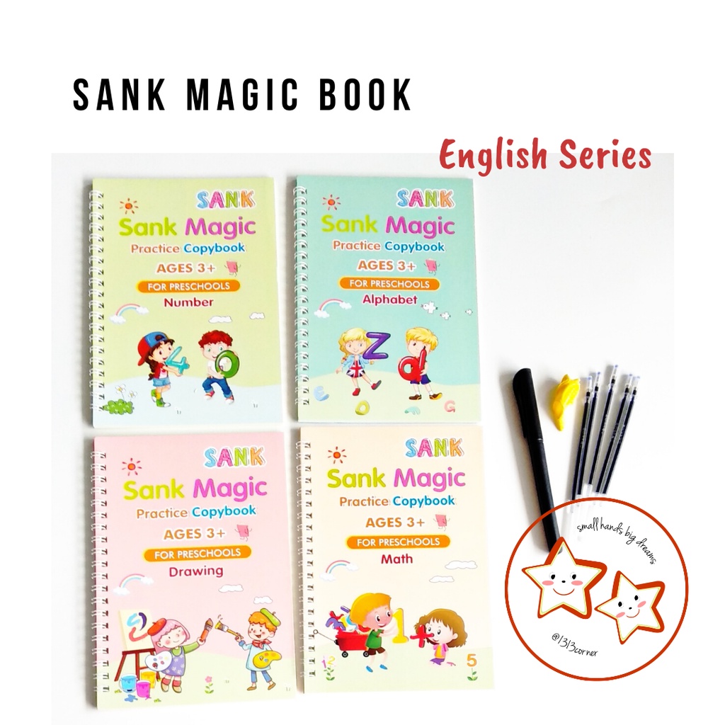 Sank Magic Book Arabic / English isi 4 Buku (Alphabet, Number, Math, Drawing)