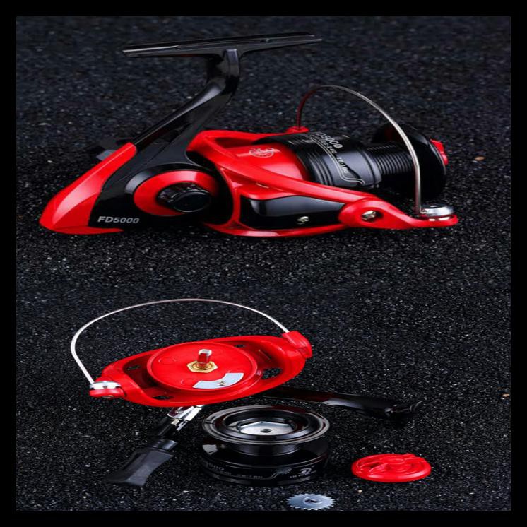 MURAH REEL PANCING LYW 5000/KATROL GULUNGAN PANCING LAUT ALUMUNIUM METAL RED