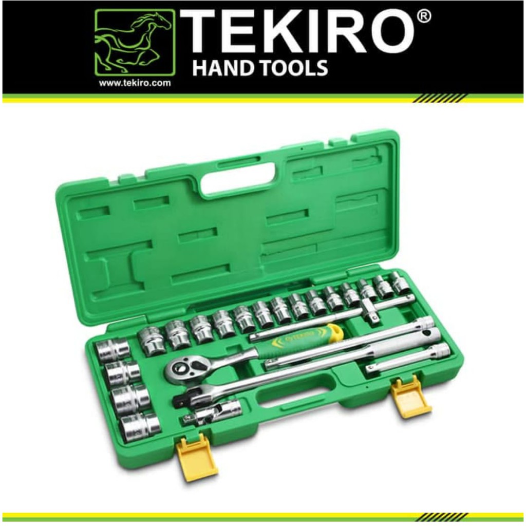 Tekiro Kunci Shock Set 8 - 32mm 24pcs 1/2&quot; 6 PT Kunci Sock Set Hand Socket