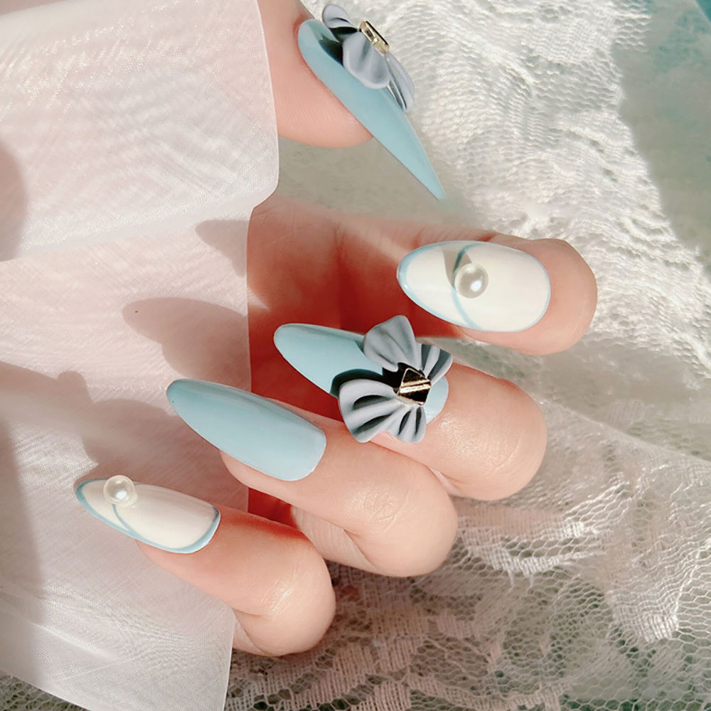 Mxbeauty Ornamen Berlian Imitasi Bentuk Pita 3d Bahan Alloy Matte Untuk Dekorasi Nail Art