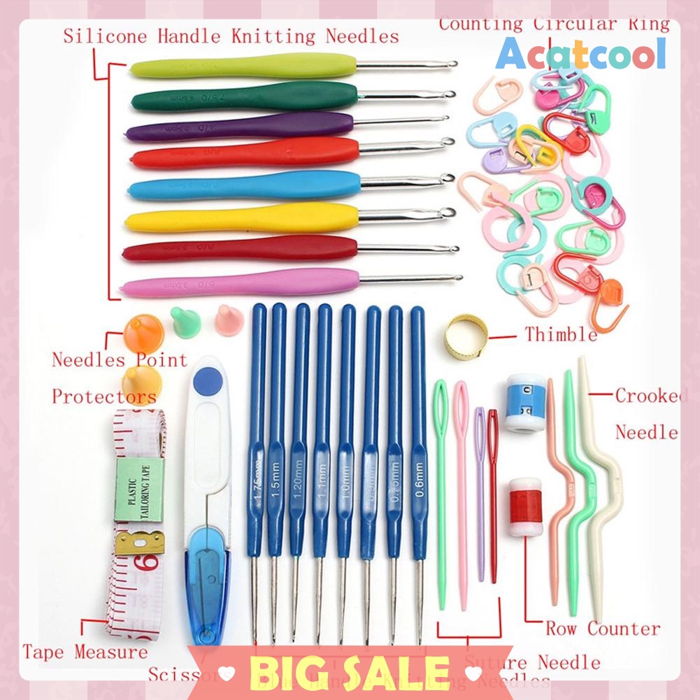 16 sizes Crochet hooks Needles Stitches knitting Craft Case crochet set