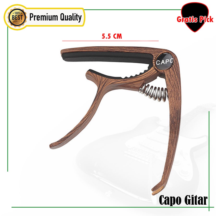 Capo Motif Kayu Alumunium Alloy Halus Dan Kuat Wood Motif