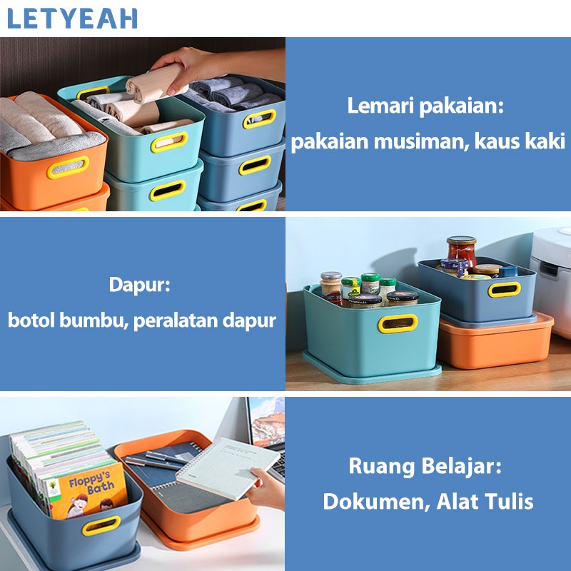 letyeah Storage box organizer dengan penutup anti debu / kotak penyimpanan bin pantry serbaguna