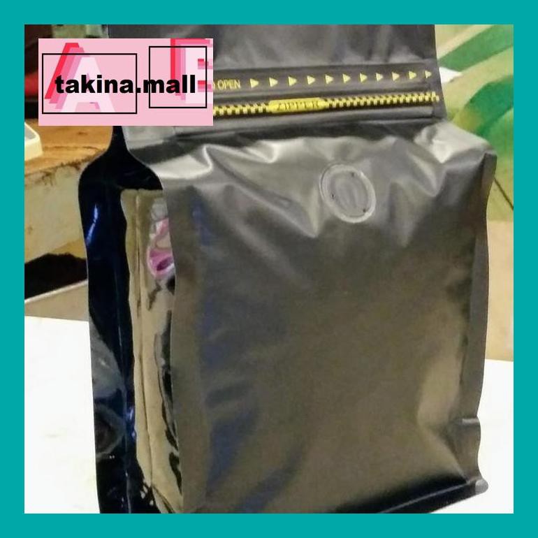 

Koptakk0 Kemasan Kopi / Coffee Bag (Flat Bottom, Valve & Zipper) - Hitam Tak05Sc