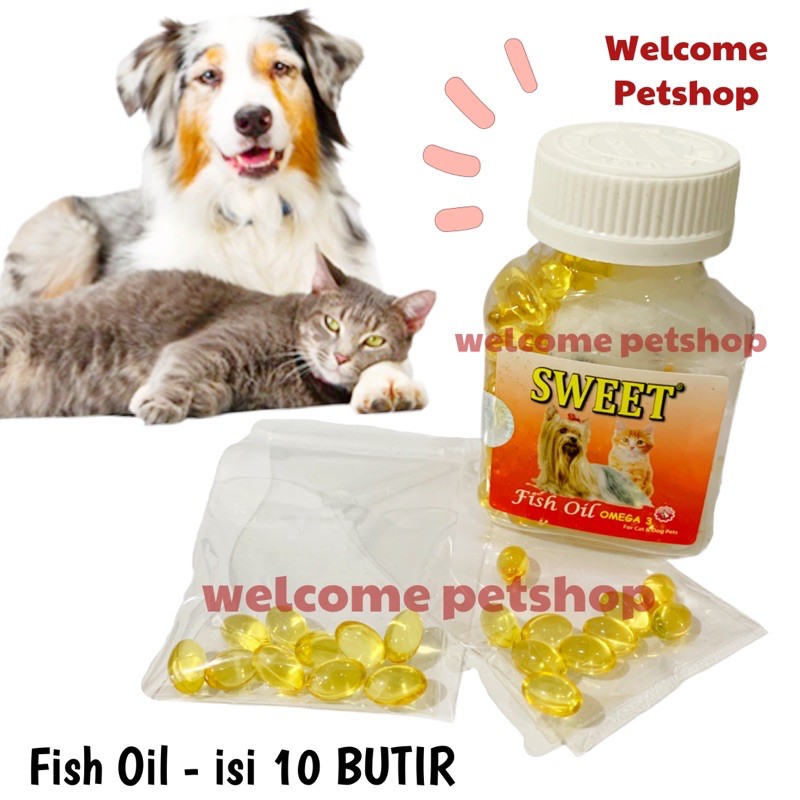 Fish Oil Untuk Hewan Peliharaan / Isi 10 Butir / Vitamin Anjing / Kucing / Omega Hewan / Omega 3