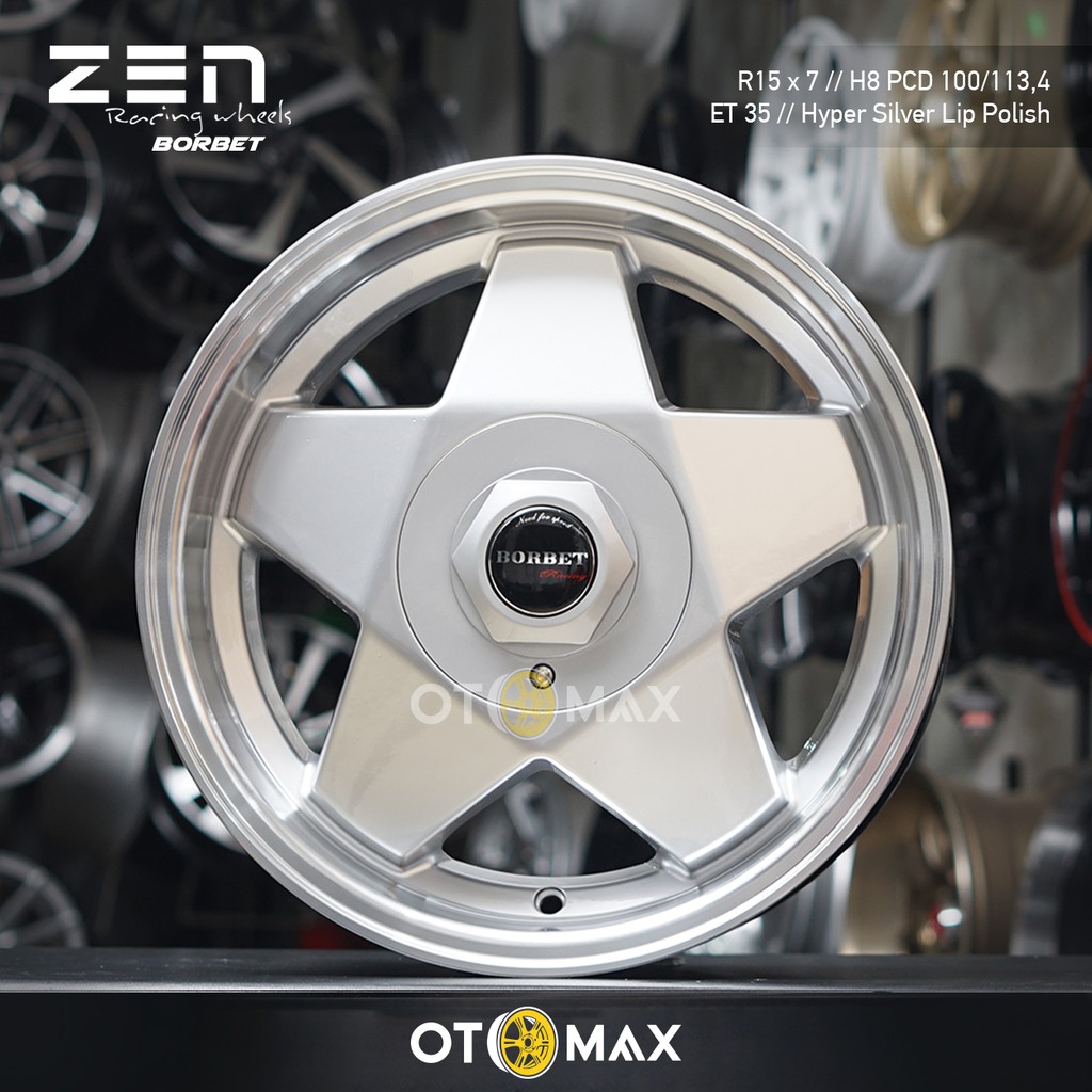  Velg  Mobil  Zen  Borbet Ring 15 Hyper Silver Lip Polish 