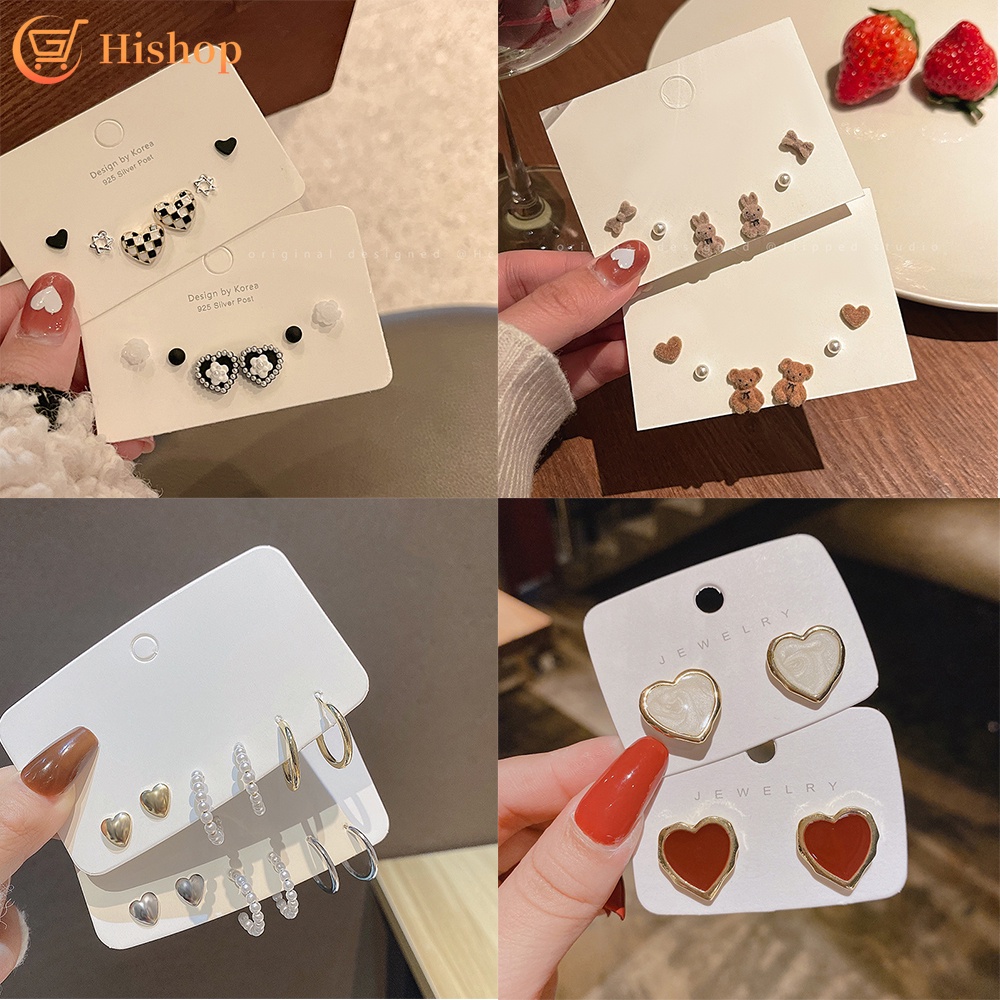 Set Anting Stud Desain Kupu-Kupu Camellia Bunga Mutiara Drop Oil Warna Emas Silver Untuk Wanita