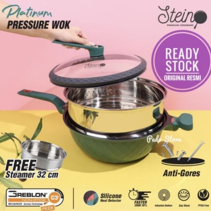 populer] Stein Cookware Platinum Pressure Wok 32 cm Steincookware Panci Presto