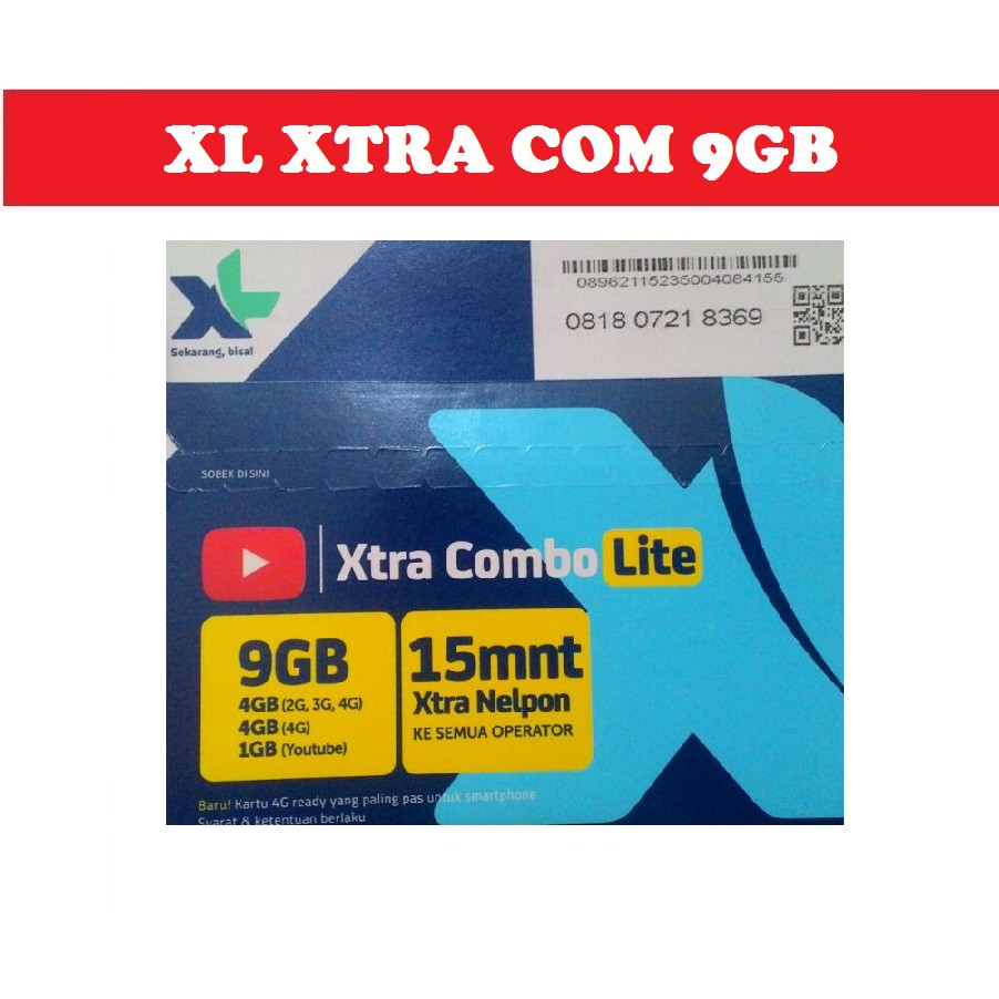 Kartu Perdana Internet Xl Xtra Combo Lite 9gb 9 Gb Bonus Kuota Youtube Shopee Indonesia