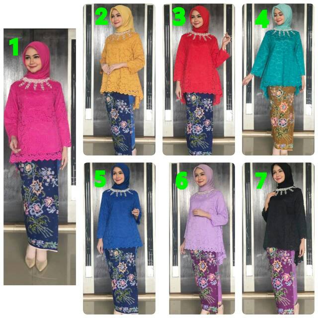 Setelan brukat Dira (tunik brukat + rok batik)