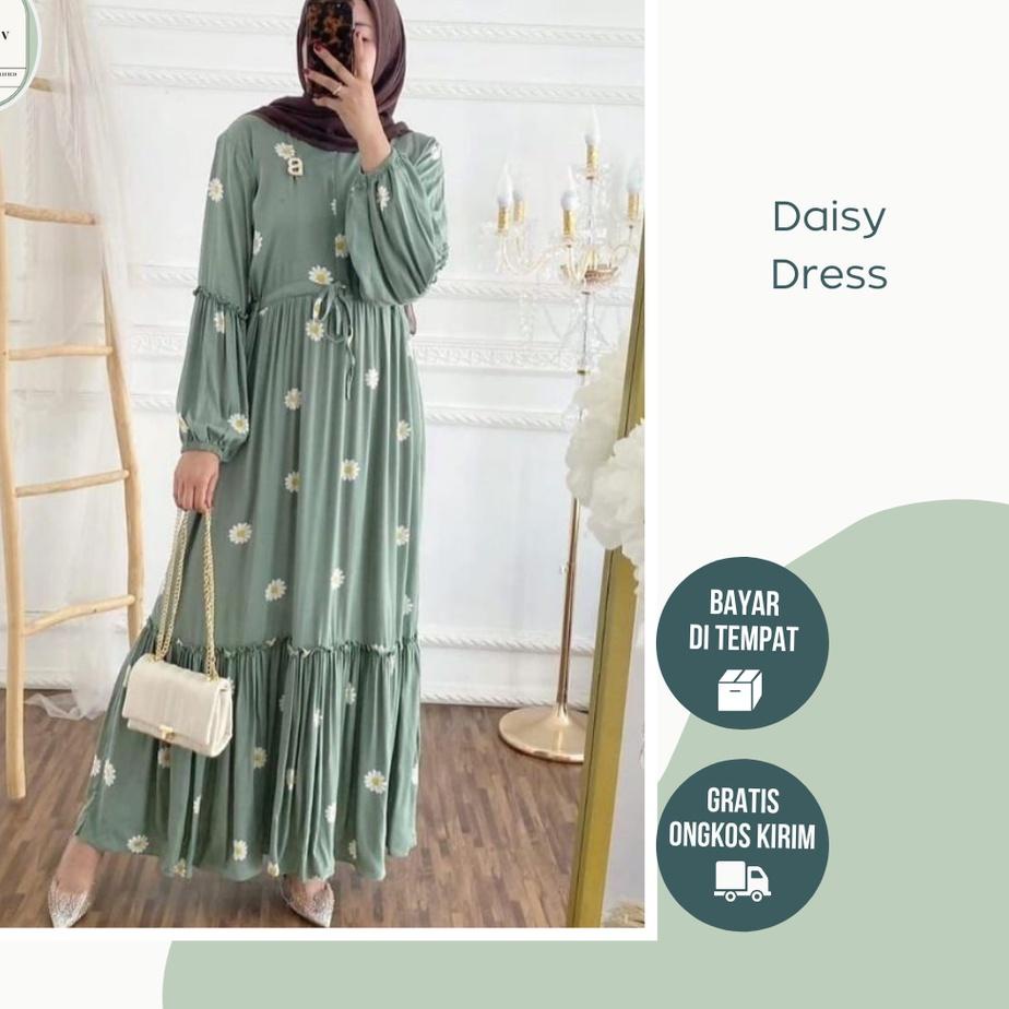 LANGSUNG ATC.. GAMIS RAYON VISCOSE MOTIF DAISY BUNGA BUNGA - DRESS RAYON JUMBO MOTIF BUNGA BUSUI FRI