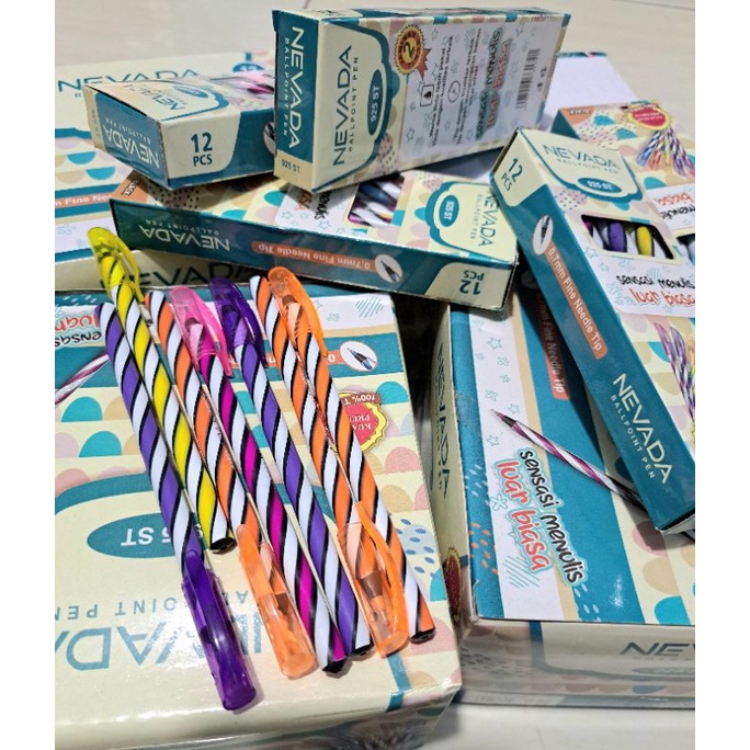

Pulpen nevada spin 1 kotak isi 12 pcs pensil warna spin karakter warna
