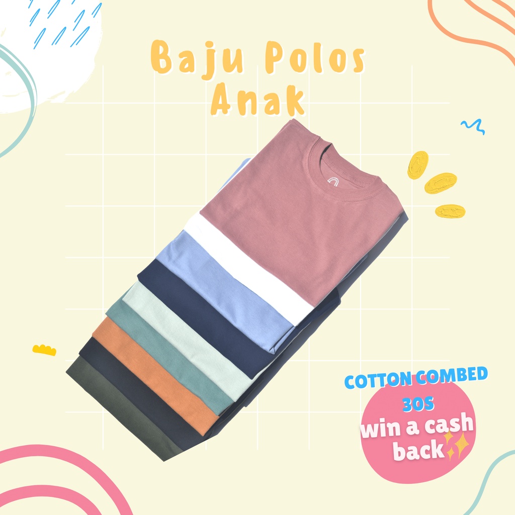 kaos anak/kaos anak pastel/kaos anak lengan pendek/kaos anak perempuan/kaos anak laki laki