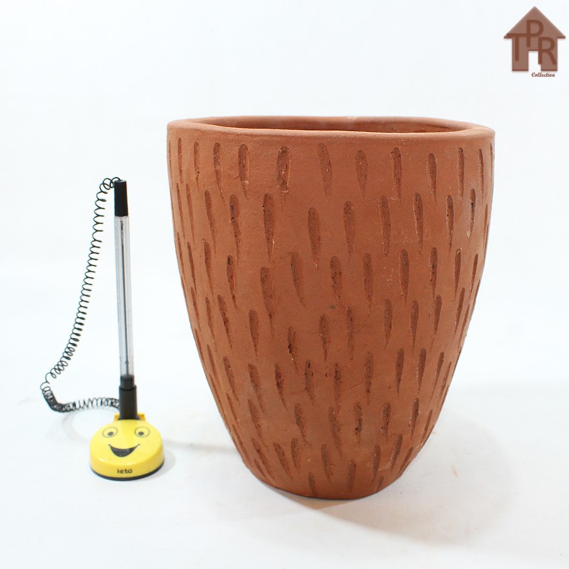 Terakota - Pot Cawan Motif Rintik - D20