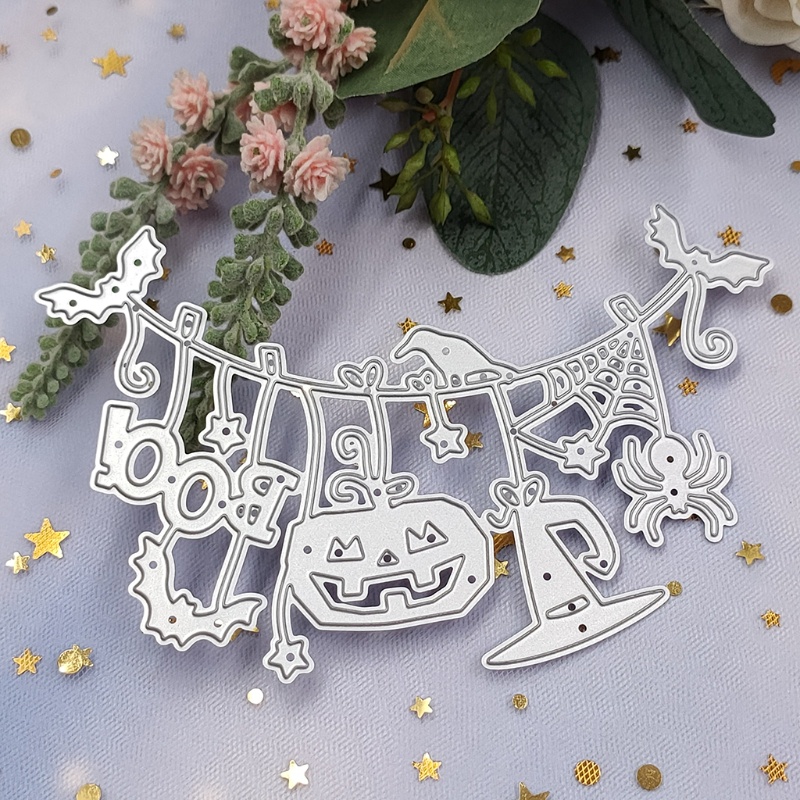 Cetakan Stensil Cutting Dies Motif Labu Halloween Bahan Metal Untuk Scrapbook / Craft DIY