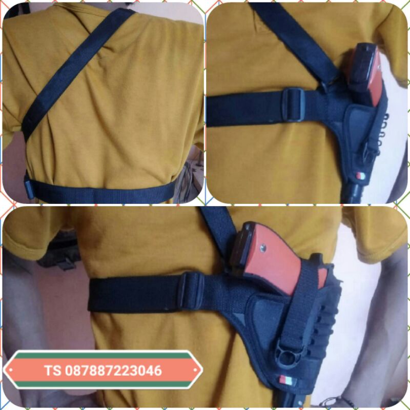 Holster Kanvas Sarung Pistol glock Bareta revlver makarov universal ketiak dada