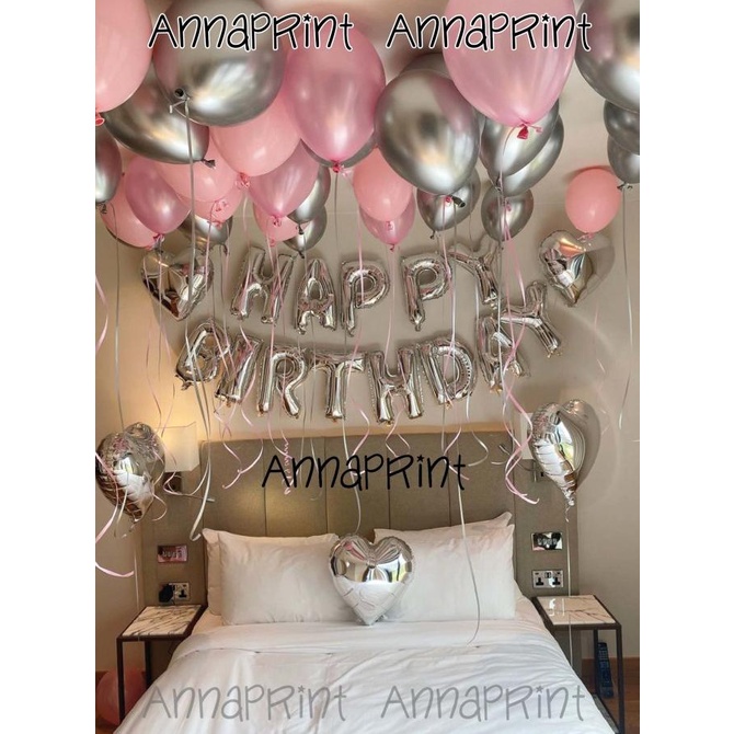 Paket Balon Set Dekorasi Ulang Tahun Dewasa Pink Silver