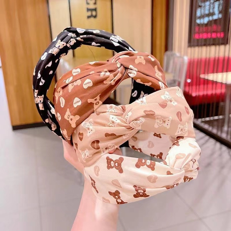 (Hello Girl)B17 Bando Simpul Twist Simpul Pita Motif Lucu Bahan Kain Import Headband Wanita Korea Import