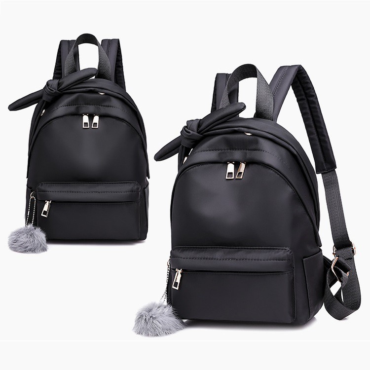 BACKPACK CANTIK RUBI POMPOM PITA LUCU SIMPLE | TAS PUNGGUNG WANITA | RANSEL KULIAH SEKOLAH
