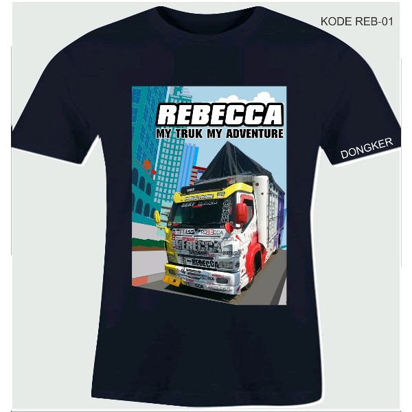 Kaos Truk Warna Hitam Bis KAMT Baju Truck Bus Rebecca Tshirt Rebeca Malang Canter Colt Diesel Reb-01
