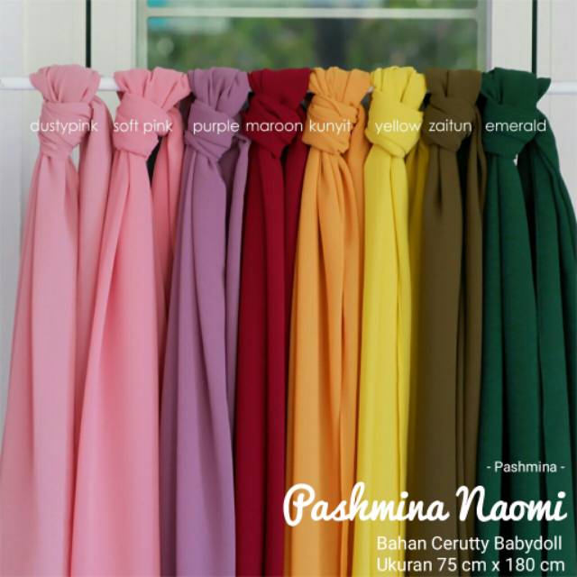 TERLARIS !! TERMURAH !! HIJAB PASHMINA/JILBAB PASHMINA NAOMI CERUTY PREMIUM - BAHAN CERUTY BABYDOLL