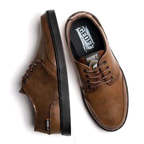 Sepatu Original Geoff Max Authentic Burnished Brown Leather Black
