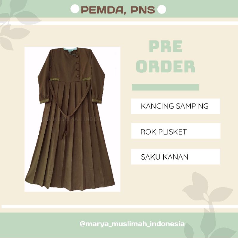 GAMIS KANTOR - BAJU PNS BAJU PEMDA GAMIS PNS COKLAT (BONIA PLISKET)