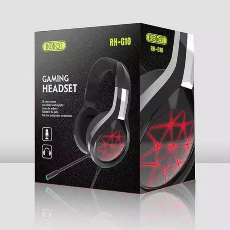 ROBOT RH-G10 Headphone Gaming Wired Headset Wired Earphone 7 LED Extra Bass