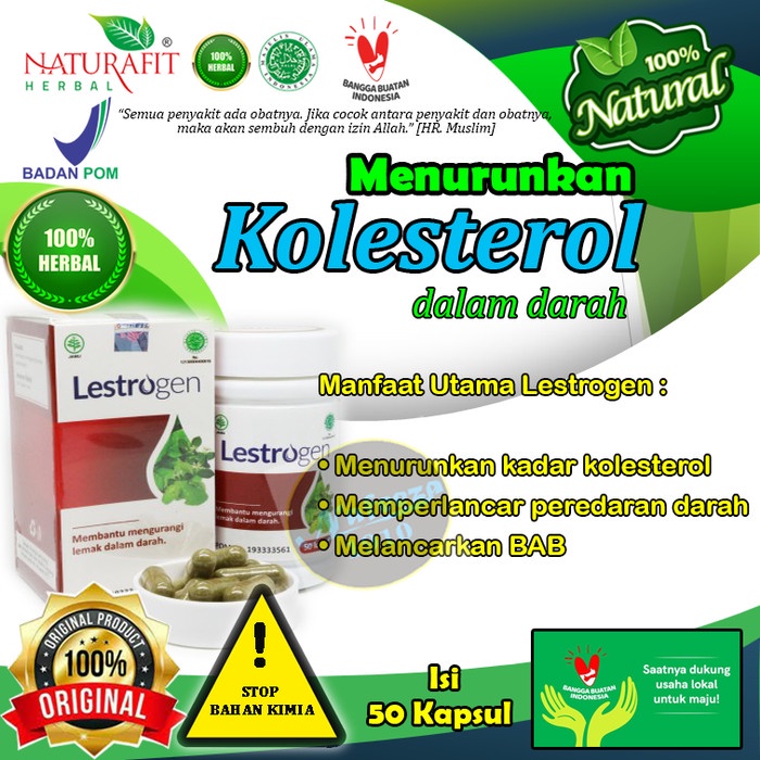 OBAT KOLESTEROL TABLET NATURAFIT LESTROGEN 50 KAPSUL - obat kolesterol dan asam urat/obat kolesterol
