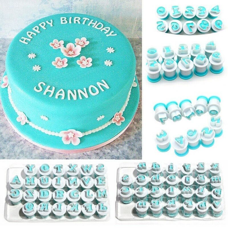 Plunger cutter huruf angka alfabet upper lower alphabet fondant embosser cetakan huruf tekan alas adonan spuit awan snowflake huruf besar kecil edible sprinkle topper balon kue gunting mawar cookies