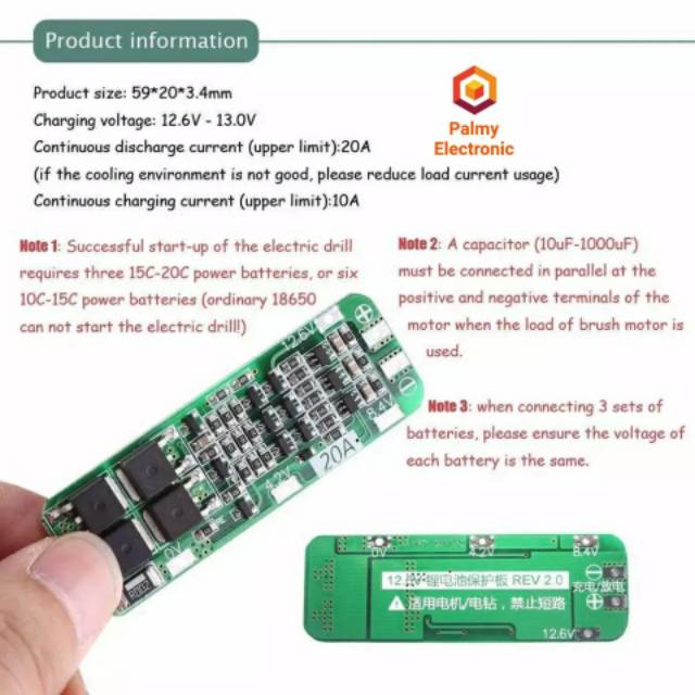 BMS Protection Charger Baterai 3S 20A Li-ion Lithium