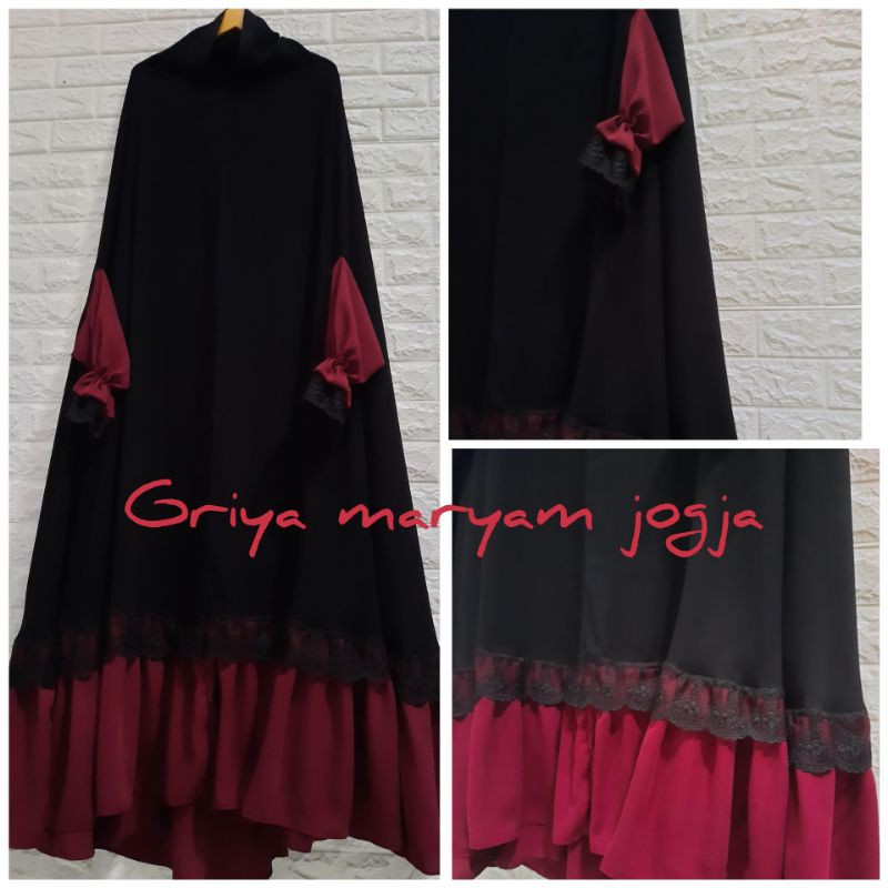 khimar floor bawah ruffle dng renda