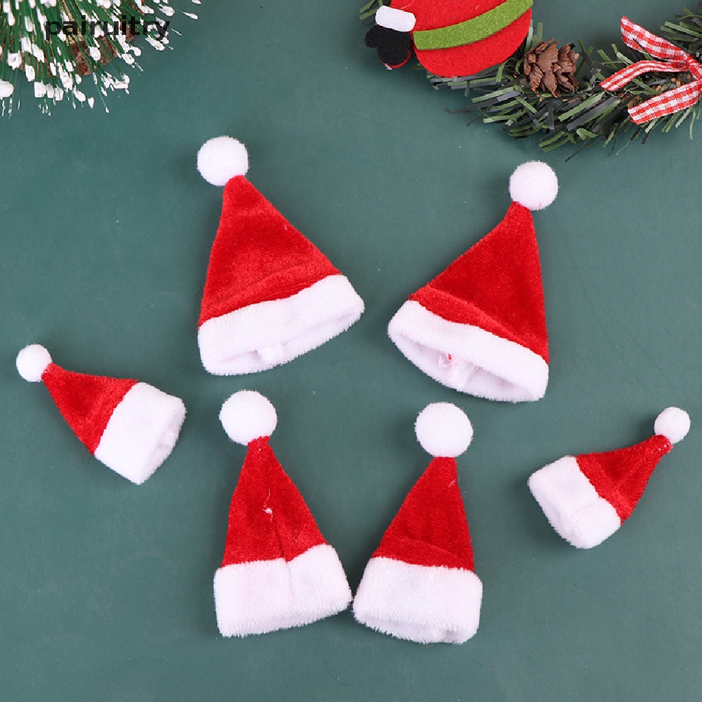 2pcs Miniatur Topi Santa Claus Warna Merah Untuk Dekorasi Rumah Boneka