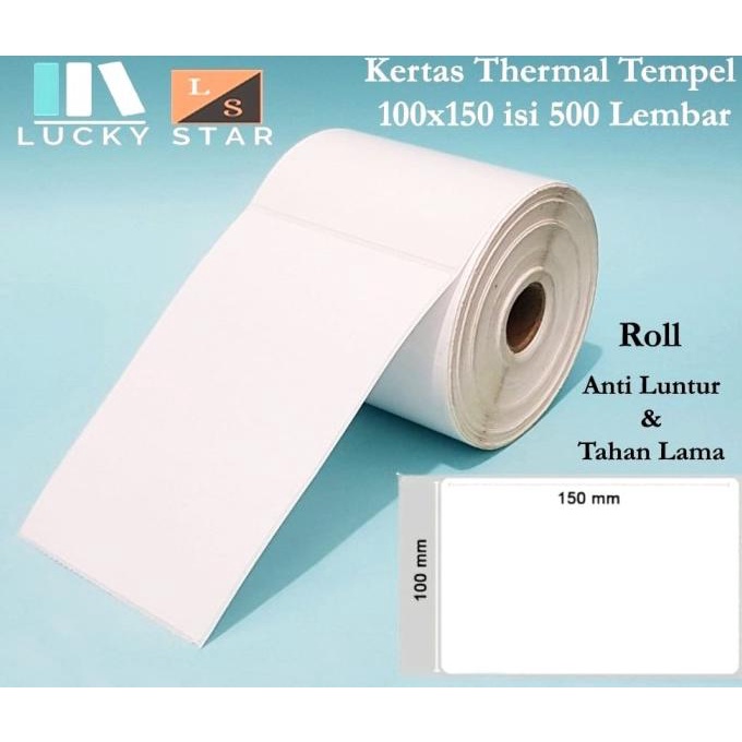 

Kertas Resi Label Thermal Barcode Roll A6 100x150mm isi 500 Pcs