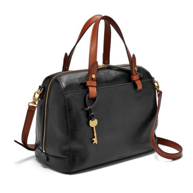 Tas FOSSIL Rachel Satchel Black Full Leather New Original
