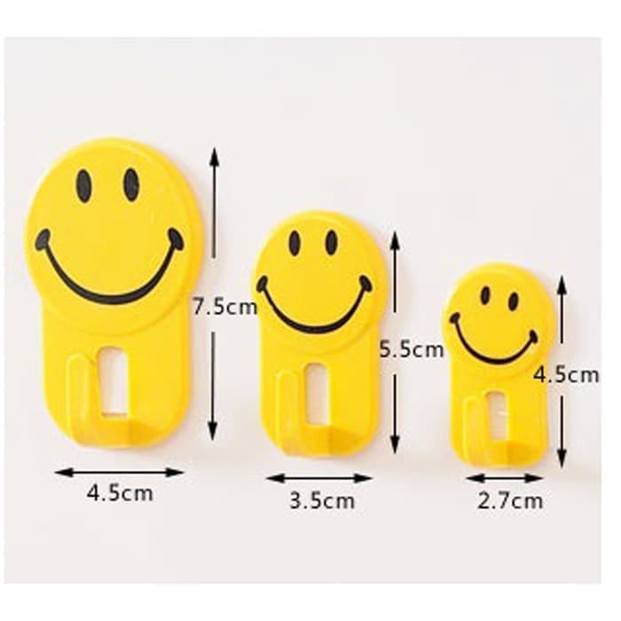 IKILOSHOP Motif Smile Sticky Hook Kartun Gantungan Tempel Dinding Karakter