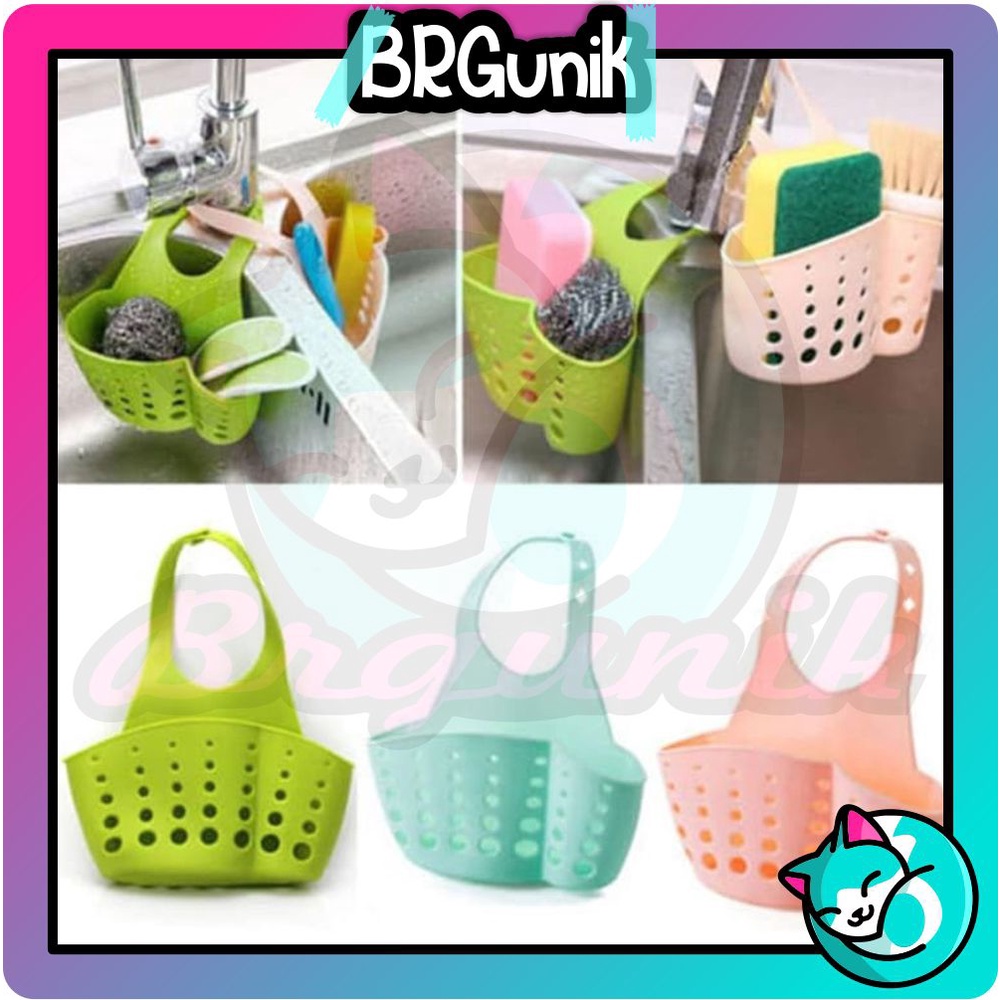 BRGUNIK Keranjang Organizer Pengering Spons Cuci Piring Gantung Wastafel Dapur Laundry Kecil R065