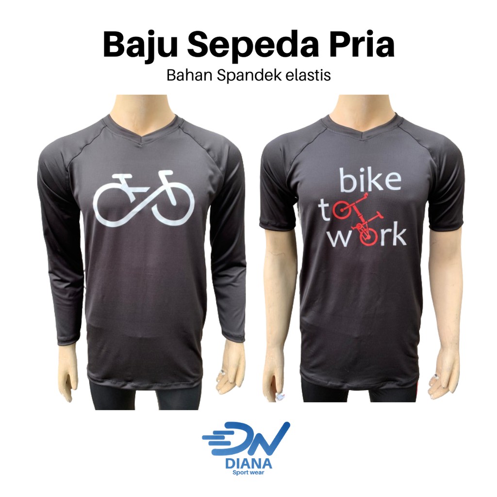 Baju sepeda cowok warna hitam | baju sepedah pria lengan panjang | baju sepeda pria lengan pendek