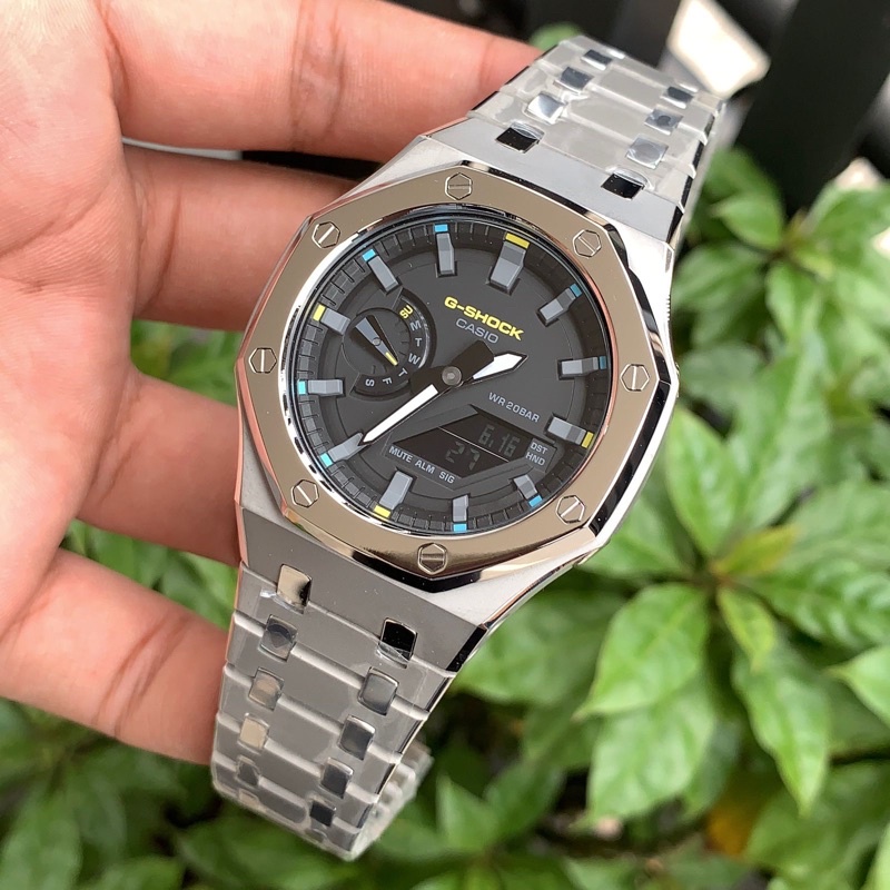 Jam tangan casio g-shock ga2100 custom strap dan bezel original