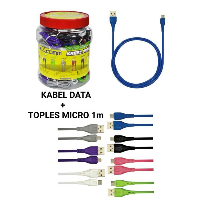 KABEL DATA TOPLES TYPE MICRO FAST CHARGE SUPPORT 2A - 2.4A WELLCOMM - GARANSI RESMI