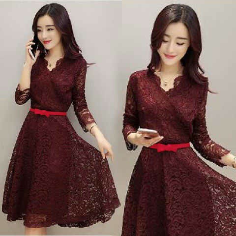 *[RXFK] Dress Brukat Import Wanita / Dress Miyabi / Dress Casual Brukat Korean Terbaru / Dress Natal Wanita / Dress Brukat Korea Free belt