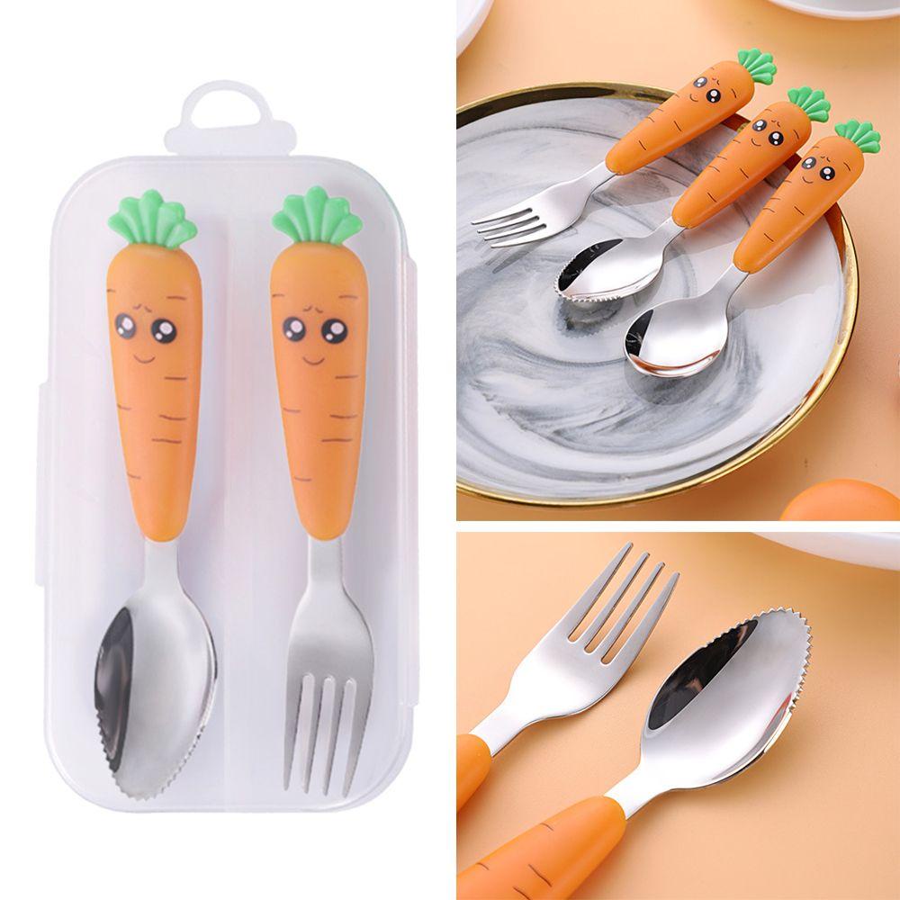 Solighter Peralatan Anak Reusable Stainless Steel Baby Flatware Bayi Gadget Peralatan Makan Balita