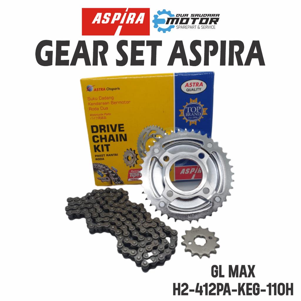 GEAR SET GL MAX ASPIRA GEAR RANTAI RODA SET GEAR PAKET UNTUK MOTOR GL MAX