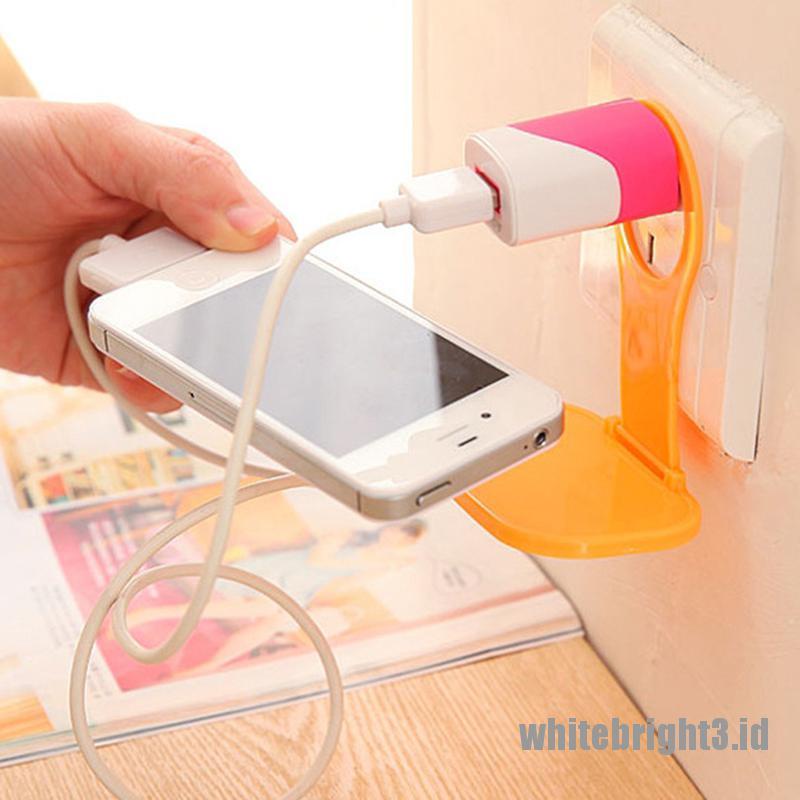 &lt; White3 &gt; Dudukan Charging Hp Tempel Dinding Bisa Dilipat