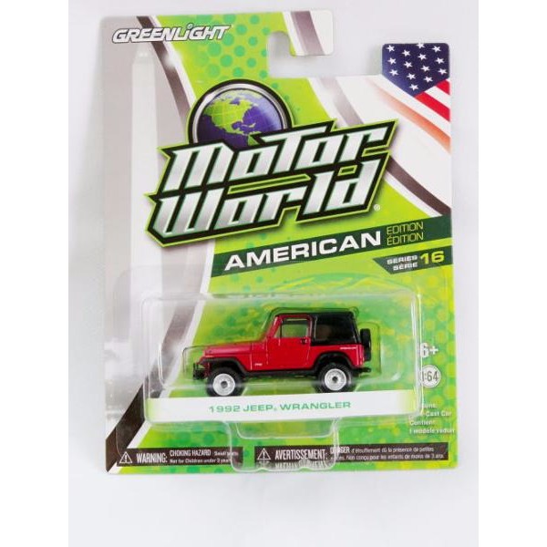 Greenlight Motor World 1992 Jeep Wrangler - merah D-26