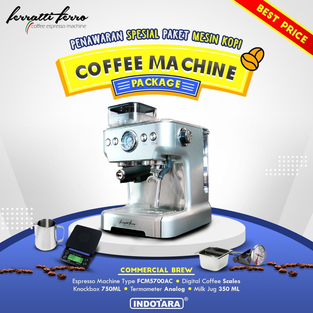 Paket Mesin Kopi Espresso Ferratti Ferro FCM5700AC - Commercial Brew