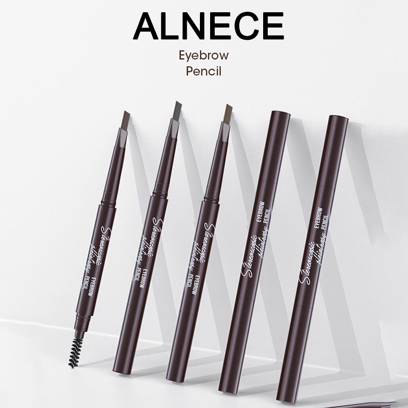 【ALNECE】2 in 1 Pensil Alis Anti Air Putar Otomatis Eyebrow Pencil dengan Sikat Alis