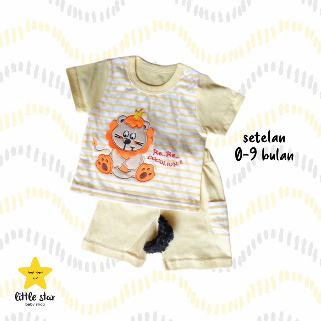 Lion Setelan Anak Bayi Cowok | Set Baju Kaos Celana Anak Laki