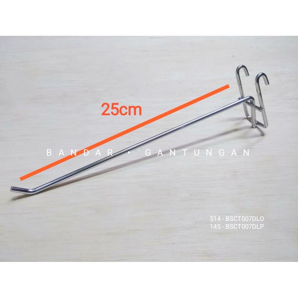 Hook Stik Gantungan Cantelan Aksesoris 25 Cm Cantelan Besi Ram Chroome  Single Ram Croom (BH)